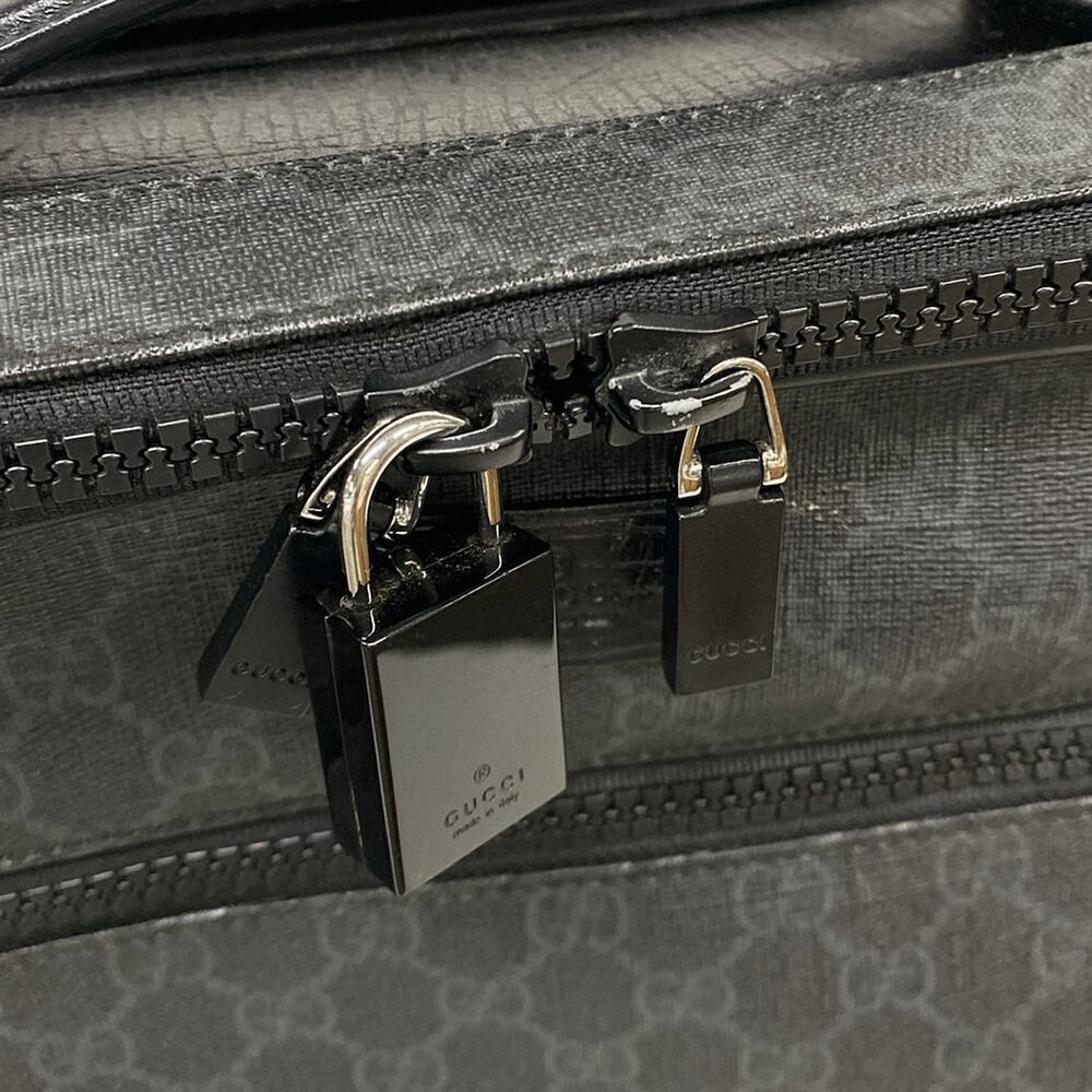 Gucci GG Supreme Suitcase 170668 Black Dark Gray PVC Leather - Picture 12 of 15